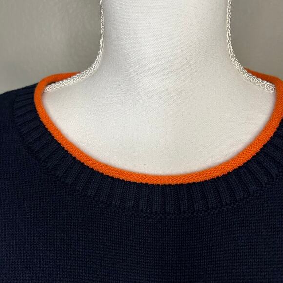 Talbots cotton blend navy stripe crew neck with snaps sweater size XL - Picture 2 of 10